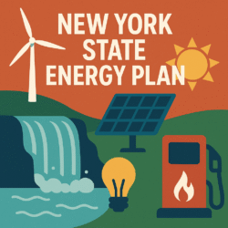 A graphic highlighting the Niagara USA Chamber's request of the state to utilize all forms of power generation to support businesses and residents - includes icons for gas, electric, hydropower, solar and wind